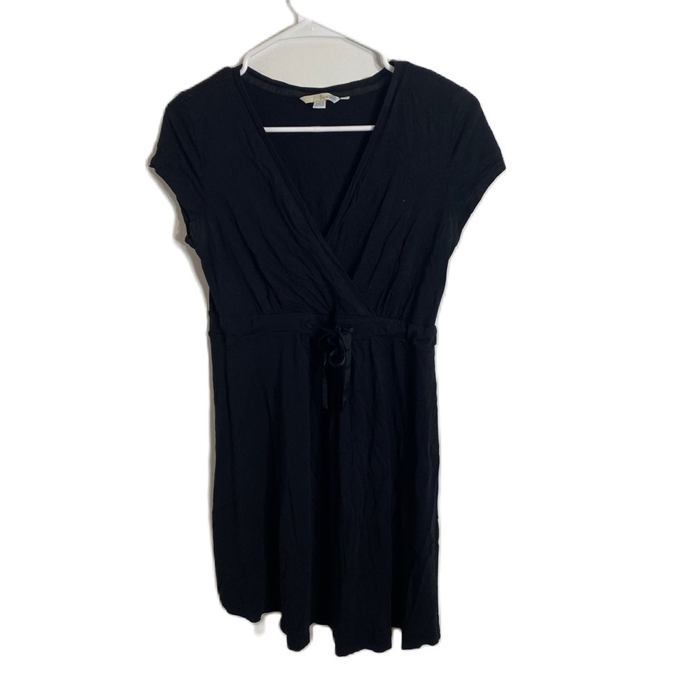 Boden Black Waist Tie Dress Faux Wrap Sz 8 Short Sleeve Women’s
